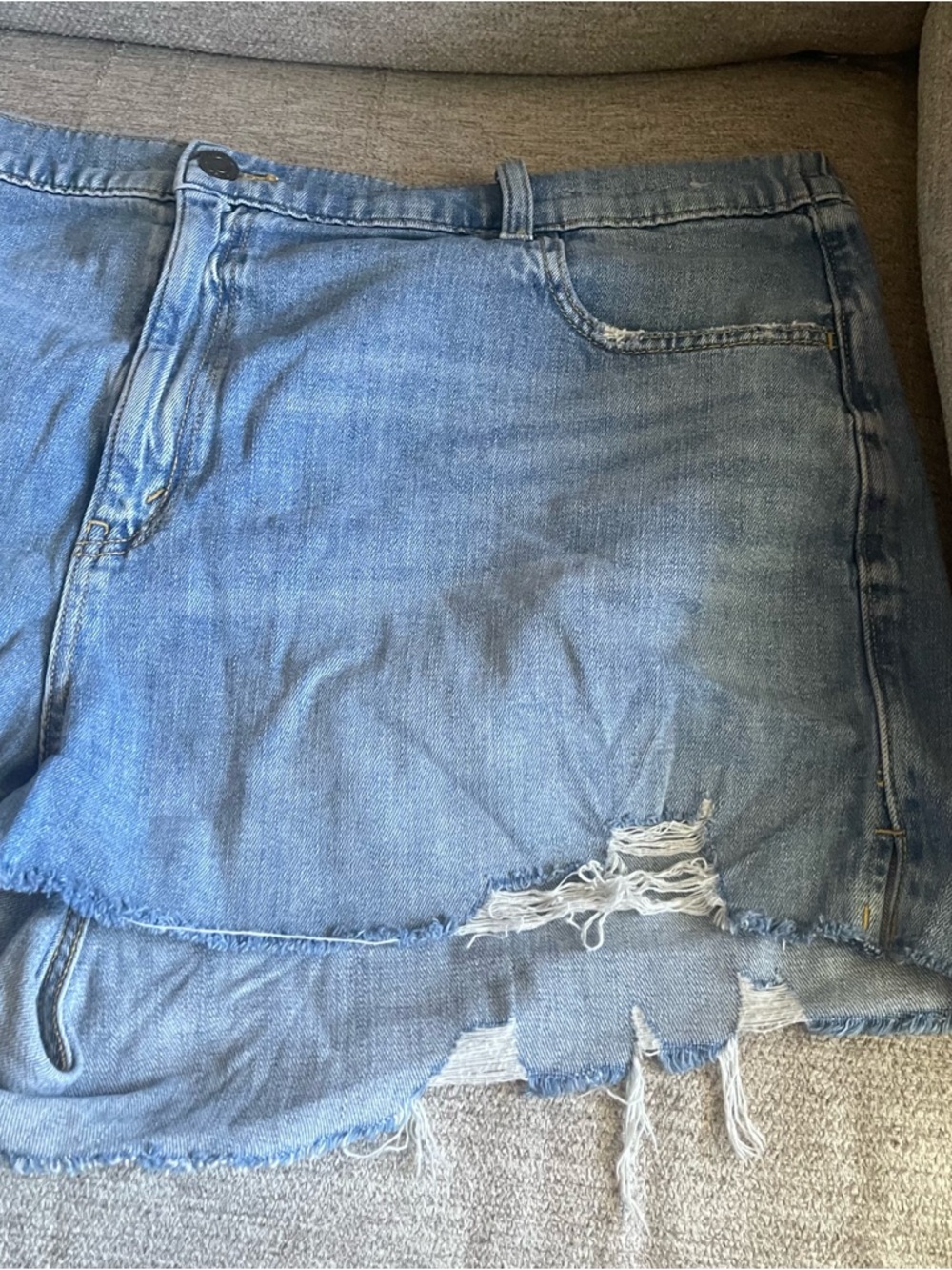 Aerie Womens Plus XXL Denim Shorts Cutoff Distressed Size Stretchy Blue T2 - Picture 2 of 9